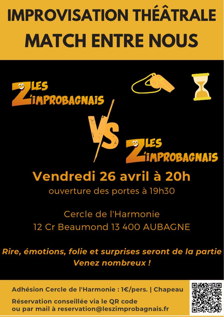 affiche spectacle match improvisation à Aubagne du 24/06/2024 à 19h30